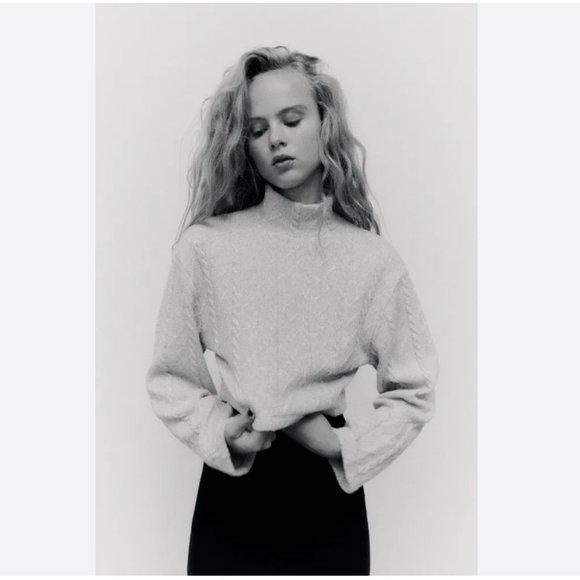 Zara Cable-Knit Sweater Beige (S) - Picture 5 of 10